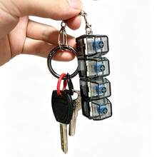 1 pieza Llavero de teclado mecánico con 4 teclas transparentes, juguete antiestrés de botones, accesorio colgante para mochila, regalo - Negro - Ver 8