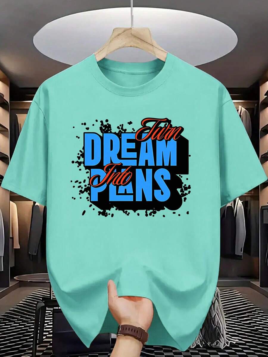 Letter Print - Casual And Breathable Crew Neck, Summer Clothes For Hot Weather, Machine Washable And Dry Cleanable, Versatile For Casual Or Informal Looks - In Stock - Yellow - View 1
