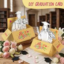 Tarjeta de felicitación de graduación en relieve 3D con sobre, tarjeta de graduación DIY, regalo para hombres y mujeres, regalo de cumpleaños, invitación a fiesta, ceremonia de graduación, regalo para compañeros de clase, amigos y familiares - Ver 10