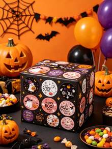 500/5pcs Pink Halloween Sticker Roll, Ghost And Pumpkin Stickers, Suitable For Water Bottles, Laptops, DIY Crafts Stickers, Self-Adhesive Vinyl Stickers, Party Decoration, Beautiful Sticker Roll, Self-Adhesive Seals, Suitable For Scrapbooking, Cards, Envelopes, Handmade Gifts, Party Supplies And Decorative Stickers - Multicolor - View 4