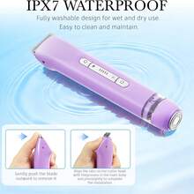 2 In 1 Women Electric Razor & Bikini Trimmer, IPX7 Waterproof Wet Dry Shaver With Ceramic Sharp Blade, USB Rechargeable 400mAh Dual Head Hair Trimmer For Face, Underarm, Leg And Pubic Hair, Portable Personal Groomer, Gift For Men Women,Multiple Color - 紫色 - 查看 9