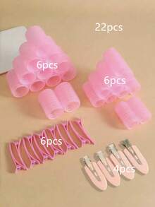 Set da 18 pezzi di bigodini soffici per capelli da donna, include bigodini autoadesivi e fermagli senza segni - adatto per donne e ragazze, volume di qualità da salone a casa, perfetto per sollevare le radici, onde morbide o styling quotidiano. Riutilizzabile, tenuta sicura, essenziale quotidiano, kit di strumenti per lo styling dei capelli rapido e senza sforzo - Multicolore - Visualizzare 11