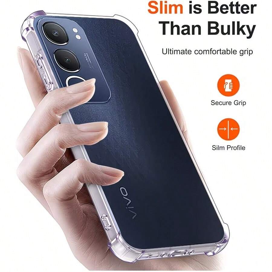 Compatible With Vivo Phone Case Transparent Anti-Drop Shell 1.5mm Thickened Air Cushion Airbag Case Full Coverage Anti-Collision High Definition Transparent Phone Protective Shell, Camera Lens And Screen Raised Protection Precise Cutouts Transparent Air Cushion Phone Case Four Corners Thickened Air Cushion Anti-Drop Shell