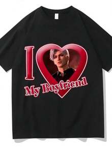 Clothing Valentines Perfect T-Shirt Hot Game Fashion New Deepspace Tshirt I Love Boyfriend Tops Women Harajuku Short Sleeved Top - 黑色 - 查看 1