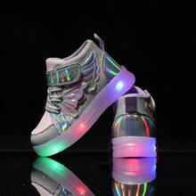 1 Par Tênis Casuais da Moda com Asa Iluminada, Sola Macia, Antiderrapante, Resistente ao Desgaste e Confortável, Novo Estilo 2026, para Meninos e Meninas - Roxo - Visão 9