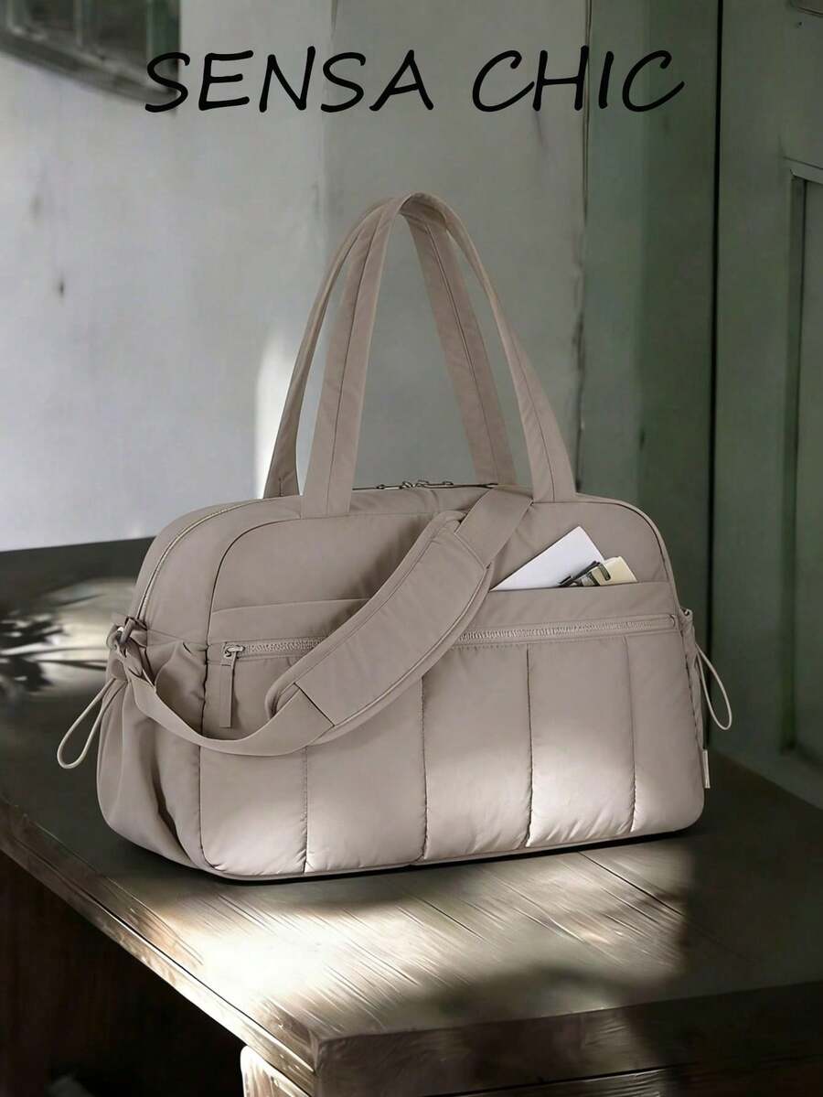 New Travel Bag, Fashionable Large Capacity Design, Can Be Used As Luggage Bag Or Gym Bag, With Independent Compartments For Toiletries And Shoes - Camel - View 1