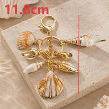 1pc Unisex Acrylic Seashell Keychain With Cloud, Small Conch And Starfish Pendant, Summer Beach Series, Gift For Friends, Key Chain Charm - Multicolor - View 2