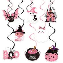 Pink Cute Halloween Bunting Spiral Hanging Decor Ghost Bat Black Cat Pumpkin Children Party Decoration - Multicolor - View 10