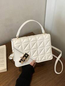 Bolsa de cintura con estampado de flechas estilo coreano de moda, nueva bolsa de mano a 2025, bolso bandolera, bolso cuadrado pequeño de unicolor estilo Ins - Blanco 2 - Ver 2