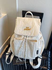 Mochila pequeña plegable ligera de estilo japonés popular primavera/verano 2026, diseño mini con bloques de color fresco, versátil y de moda para mujer, estilo universitario para estudiantes de secundaria, bachillerato y universidad, uso diario casual - Multicolor - Ver 17