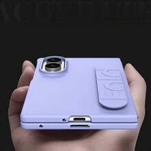 Phone Case With Retractable Wrist Strap For Samsung Galaxy Z FOLD3/FOLD4/FOLD5/FOLD6/FOLD7/FOLD8/FOLD8Ultra/W26, Minimalist Solid Color, Comfortable Touch, Fashionable Versatile Design - Light Purple - View 2