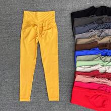 Pantalones deportivos sin costuras para Yoga, mallas deportivas de cintura alta, transparentes, para Yoga, gimnasio, correr, pantalones de secado rápido, pantalones con fruncido en la parte de atrás - Burdeos - Ver 3