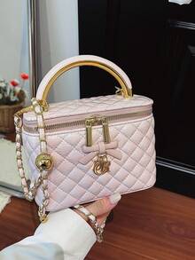 New Hand-Held Box Bag, Minimalist Style Shoulder Crossbody Bag - Pink - View 5