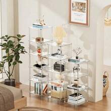 4/5/6-Tier Acrylic Transparent Bookshelf, Vertical Corner Storage Rack, Suitable For Living Room, Bedroom, Bathroom, Small Spaces - Multicolor - View 1
