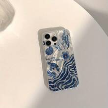 Funda para Teléfono - Yusha.Una Funda Azul con Diseño Floral de Animales, Compatible con iPhone 17/16/15/14/13/12/11/XS/XR/X/7/8 Plus/Pro/Max/Mini - Una Funda Protectora Completa Personalizada con un Diseño Creativo, Elegante y Minimalista, Adecuada Tanto para Hombres Como para Mujeres - Estilo 1 - Ver 5