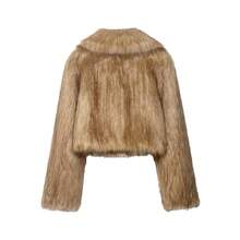 Women's Winter New Vintage Luxury Fashion Elegant Faux Fur Collar Coat - Brown - View 11