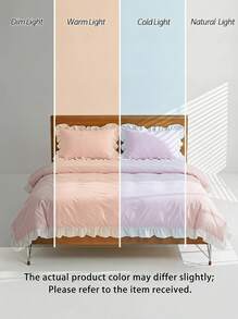 Veyra Day 2/3 Pcs Princess Style Bedding Set 100% Polyester 3D Cut Flower Ruffle Duvet Cover No Insert All Season Modern Ruffled Duvet Cover With 1/2 Pillowcases - Multicolor - View 10
