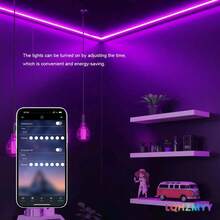 LQHZMYY 1件 RGB 5V USB供電霓虹柔性LED燈條，附多功能按鈕遙控器、藍牙功能、APP控制，適用於遊戲室、電競、臥室裝飾照明、驚喜派對、舞廳、舞台、生日、聖誕造型柔性燈條 - 彩色 - 查看 11