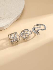 3pcs/Set Men's Rhinestone Ring Set Suitable For Daily Wear - 3-piece Rhinestone Ring Set - View 5