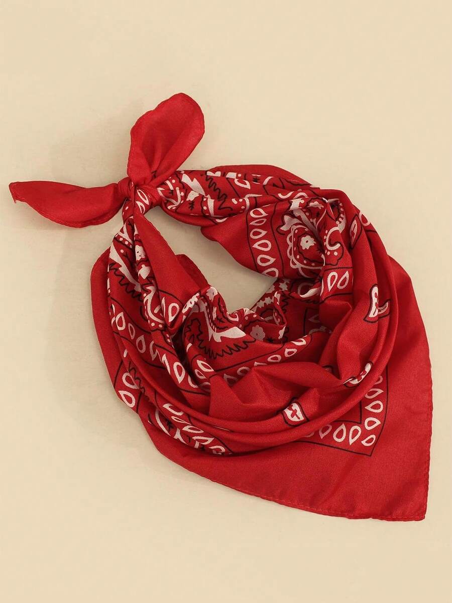 Damen Paisley Muster modisches Bandana für Kleiderdekoration, Schal, Strand, Urlaub, Reiseessentials - Rot - Übersicht 1