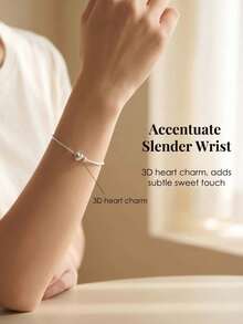 1pc Fashionable Versatile Women's Heart-Shaped Snake Bone Chain Bracelet - Luxurious Women's Charm Jewelry, Suitable For Daily And Party Wear - Multicolor - View 2