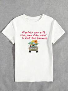 Puerto Rico Bunny "DtMF" Fun Frog Unique Print, Summer Fitted Regular Shoulder T-Shirt, Vacation Travel Beach - White 12 - View 3