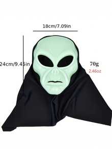Glow-In-The-Dark Mask Headpiece, Unique Design Mask, Halloween/Carnival Party Costume, Halloween Horror Outfit, Scary Alien Mask Headpiece, Alien Costume Mask, Unique Design, High Visibility, Eye-Catching - View 6