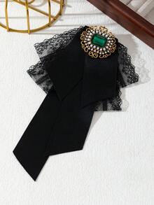 1pc Elegant Style Luxurious Design Shiny Accessories Academy Badge Rhinestone Lace Satin Ribbon Brooch Corsage Elegant Women's Brooch Jewelry Lapel Pin Suitable For Daily Wear Date Gift - classic - View 13