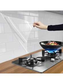 1pc Heat-Resistant Transparent Oil-Proof Kitchen Sticker, Large Size PET Material, Waterproof & Stain-Resistant Wall Tile Protector For Glass And Cabinets - View 9