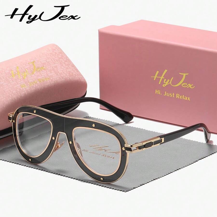 HyJex 1pc Unisex Decorative Plain Lens Glasses, Lightweight Elegant Frog Frame - Multicolor - View 1