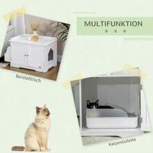 Cat Furniture/Litter Box With Adjustable Divider And Magnetic Doors, White, 86 X 48 X 52 Cm, For An Elegant Interior. - one-size - View 4