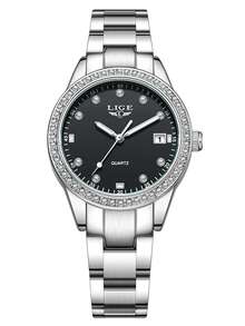 LIGE Classic 3-Hand Women's New Watch, Date Display, Multi-Function Chronograph, Exquisite Small Elegant High-End - Silver - View 19