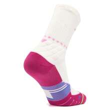 LI-NING Basketball Series Antibacterial Mid-Calf Socks Cushioned Shock Absorbing Socks For Training & Running AWLW037 - White/Bright Pink/Fluorescent Grass Green - View 6