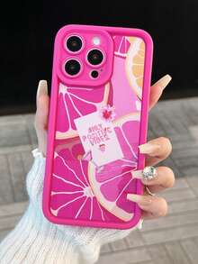 1pc Summer Rose Red Grapefruit Pulp Slice Pattern TPU Shockproof Full Coverage Protective Case Compatible With Apple 7P/8Plus/16/16PLUS/16PRO/16PROMAX/XR/XSMAX/11/11Pro/11ProMax/12/12Pro/12ProMax/13/13Pro/13ProMax/14/14Pro/14Plus/14ProMax/15/15Pro/15Plus/15ProMax Fashion New Phone Shell - Multicolor - View 2