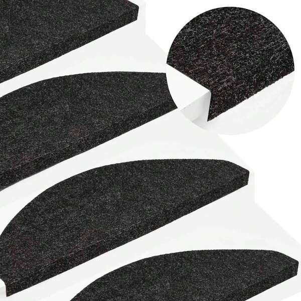 vidaXL Tapis d'escalier auto-adhésifs, lot de 20, noirs, 56 x 17 x 3 cm, protection d'escalier, tapis de marche, tapis de protection d'escalier