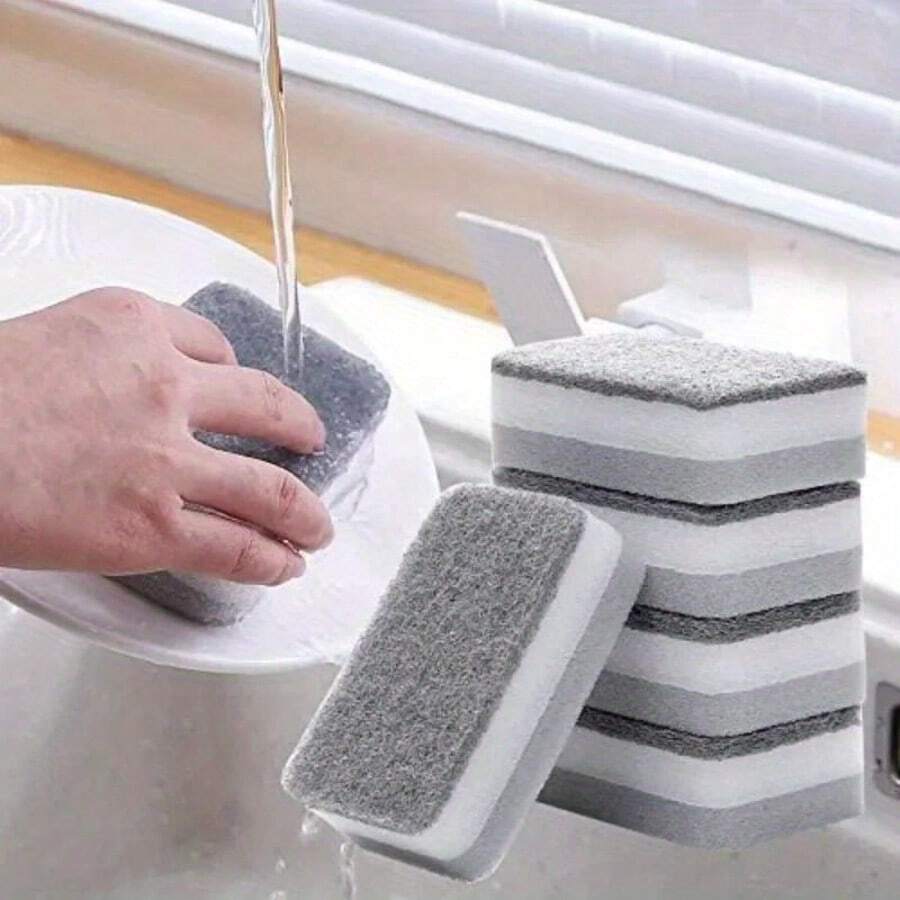 10/20/30pcs Magic 3-Layer Cleaning Sponge, Reusable Flat Bottom Pan Dish Scouring Pad, Household Kitchen Sponge Wet Wipe Brush Cleaning Tool - Three-layer Cleaning Sponge - View 1