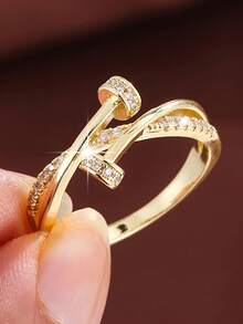 1pc Charming Cubic Zirconia Ring, Suitable For Women To Wear, Suitable For Wedding, Engagement, Anniversary Party, Valentine's Day Gift - 1# - View 2