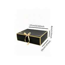 4/10pcs Gold Foil Gift Boxes With Lids, 3 Sizes Available, Luxury Black Bridesmaid Proposal Boxes, Suitable For Weddings, Baby Showers And Birthday Parties - View 4