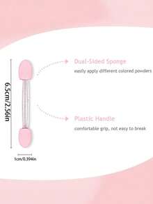 100/50/2pcs Pink Nail Art Sponge Applicator Double-Ended Sponge Brush/Gradient Nail Art Brush, Disposable Double-Ended Eyeshadow Brush, Suitable For Eye Makeup And Nail Art Tools - Multicolor - View 6
