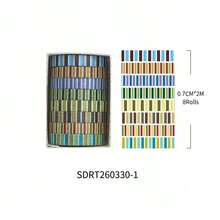 8 rollos de cinta washi con lunares, corazones y flores, cinta decorativa rasgable a mano, perfecta para collages de diarios manuales, envolver regalos, hacer tarjetas y scrapbooking - Multicolor - Ver 16
