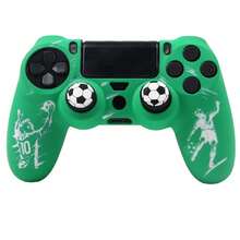 Accesorio de juego de mesa con temática de fútbol con patrones de trofeo, funda de piel de controlador y pegatina personalizada con antideslizante para controlador Playstation 4, RALAN 1 Funda protectora de controlador+2 tapas de agarre de pulgar personalizadas+ - Ver 13