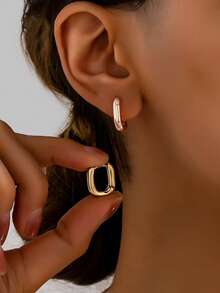 1 Pair Exquisite Minimalist Glossy Oval Fashion Earrings, Versatile For Women's Daily Casual, Party, Gathering And Vacation - Oval Earrings - View 6