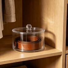 Round Transparent Acrylic Storage Box, Round Leather Strap Storage Box, Watch Storage Box, Display Box, Stackable, Suitable For Back-To-School Season And Holiday Gifts. - View 8