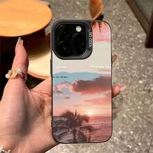 Sea Sunset Case For Apple 16Pro,  15Pro Scenic Protective Cover, 14 Aesthetic 17 - 彩銀殼-白色-海上日落 - 查看 5