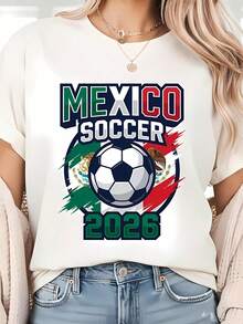 Men's Cotton Short Sleeve Summer T-Shirt Black/White/Red/Blue/Green Round Neck Short Sleeve Bera Mexican National Football Team Basic Men's T-Shirt 100% Cotton Short Sleeve Basic - 黑色 - 查看 1