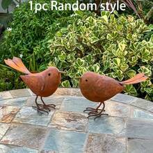 1/2 piezas Decoración de pájaro de metal vintage, adecuado para jardín, patio y decoración exterior del césped, decoración de borde de maceta de pájaro de metal envejecido en estilo retro, adorno de patio de pájaro de estilo de hierro rústico, acento para plantas en macetas al aire libre, escultura paisajística creativa - regalo perfecto para amantes de los pájaros - Pajarito - Ver 12
