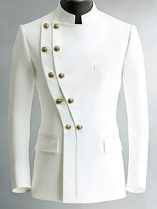Mens Casual Suit Blazer Jackets Stand Mandarin Collar Lightweight Lined Business Dress Sport Coats - 白色 - 查看 5