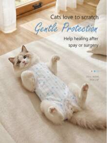 1pc Pet Cat Spay Surgery Recovery Suit, Female Cat Post-Op Clothing, Lightweight & Breathable, Prevents Licking, Scratching, Biting And Shedding, Pet Supplies, Functional Pet Apparel - Blue - View 8