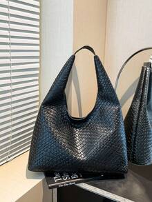 Bolso de hombro de mujer de gran capacidad y unicolor vintage, bolso cruzado multifuncional, bolso de mano, bolso cruzado de gran capacidad, bolso de trabajo casual (el color y la imagen pue - Negro 4 - Ver 3
