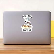 1PC Funny Spooky Baker Sticker, Skeleton Baking Humor Quote Vinyl Decal For Laptop Water Bottle Notebook, Waterproof Halloween Vibe Decal Sticker, Aesthetic Stationery Journaling Scrapbook Accessories Gift - S2337 - View 9